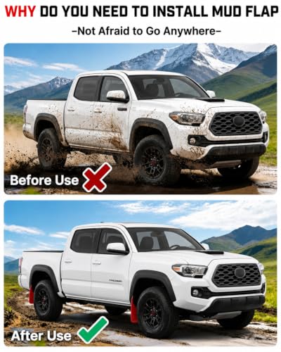 Image of Autorder Mud Flaps for 2016-2023 Toyota Tacoma Accessories All-Weather Splash Guards Protect Paint Mudflap No Drilling Required Mud Guard Set 4PCS