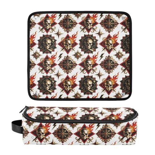 Organizador 2 en 1 para herramientas de cabello con almohadilla resistente al calor, impermeable, para plancha y rizador de viaje, accesorio de viaje para planchas y cuidado del cabello, símbolo oscuro miniatura 3