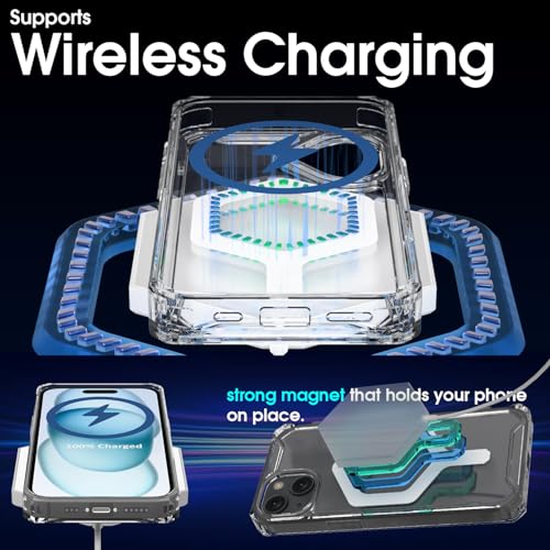 Image of Pikkme Back Cover for iPhone 15 Mag-Safe PC + TPU Transparent Hybrid Shock Absorption Bumper Case (Transparent Mag-Safe)