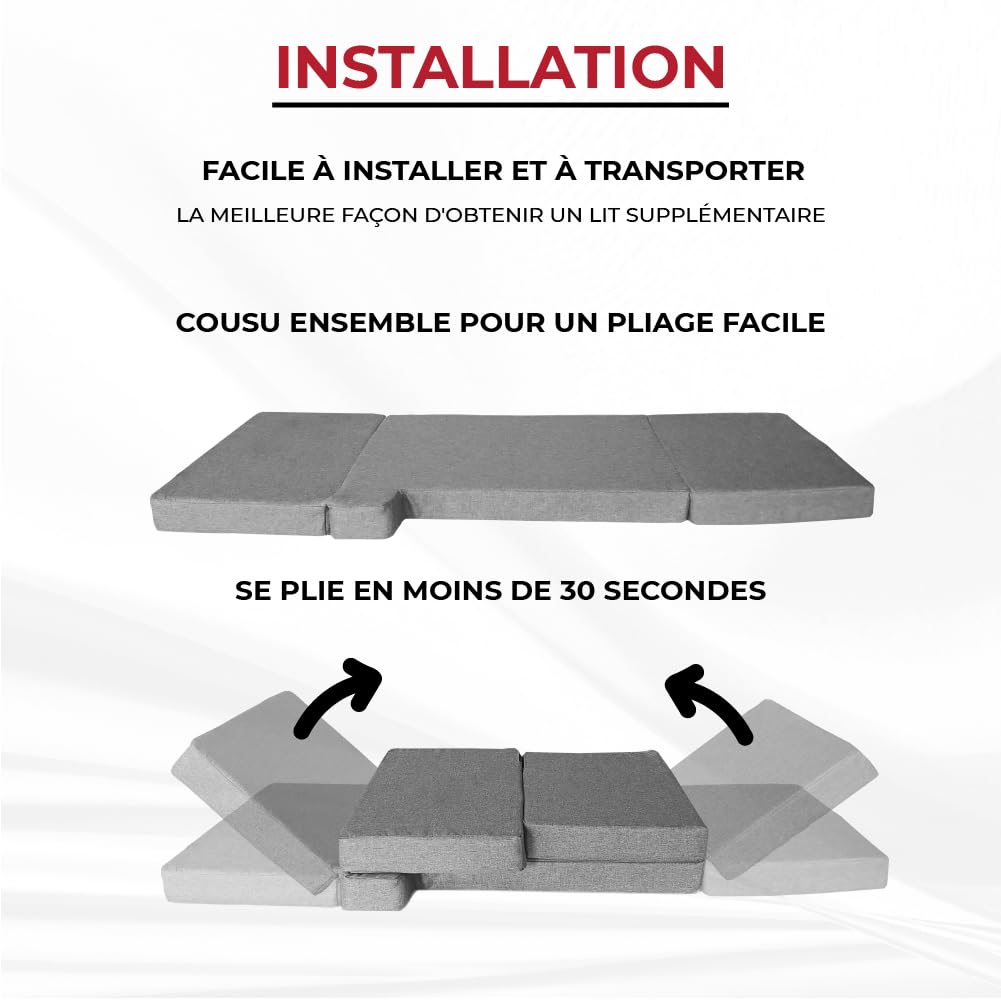 Matelas Pliant lit Avant pour Volkswagen VW T4, T5, T6 et T6.1 Transporter, Multivan, Caravelle, California Beach, Eurovan, Ocean, Camper