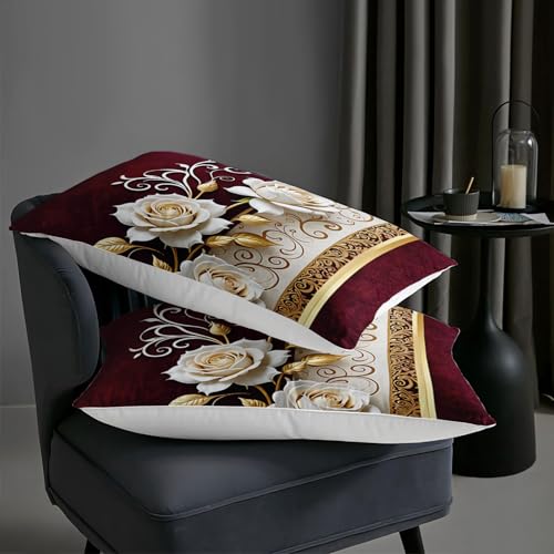 Image of AILONEN White Rose Comforter Set Queen Size for Girls Women, Bohemian Floral Bedding Set 3Pcs,Beautiful Flower Soft Duvet with 2 Pillowcases