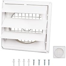 4-Inch Outside Dryer Vent Cover with Louvered Flap & Built-in Bird Guard, Weatherproof Exterior Exhaust Cap for Bathroom or Laundry Use
