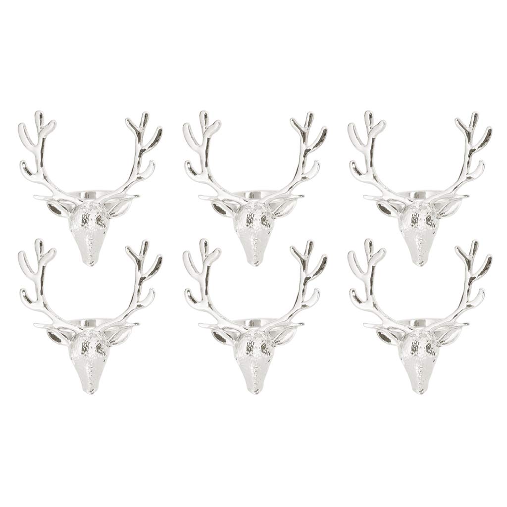 6pcs Serviettenringe Rentier Servietten Ringe Halter für Weihnachten Abendessen Party Tisch Dekoration, Weihnachtsdekorationen, Tischdekorationen, Tischgeschenk, Silber