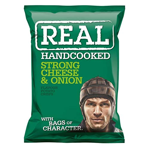 Real Crisps Hand Cooked Strong Cheese & Onion Flavour 24 x 35g