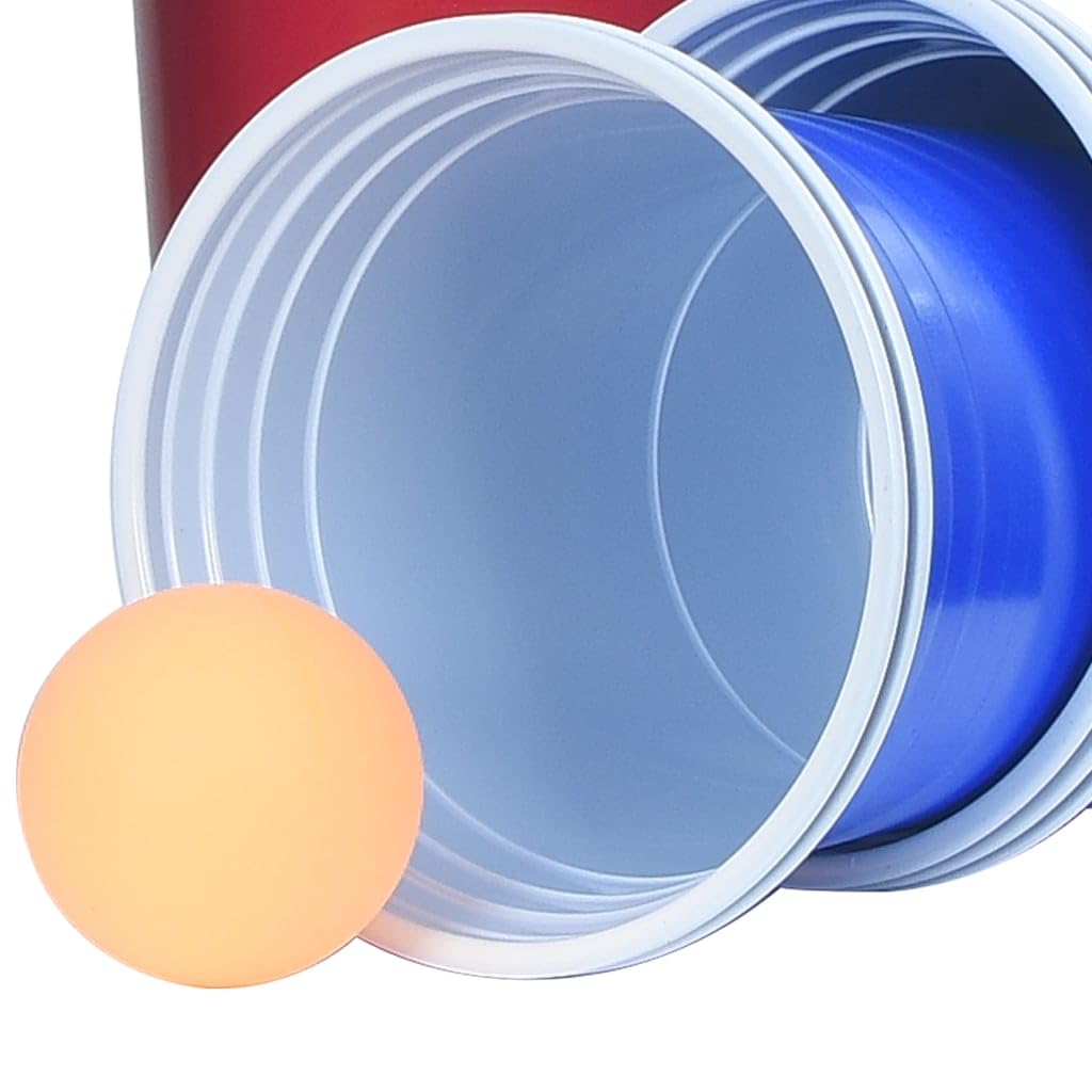 Tavolo da Beer Pong pieghevole con tazze e palline, portatile, pieghevole, regolabile in altezza, per feste, giardino, campeggio, JGA, all'aperto, in alluminio resistente, design leggero