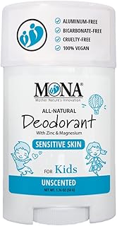 MONA UNSCENTED 100% Natural Deodorant for Kids, Preteens & Teens | Hypoallergenic & Vegan | No Baking Soda, Synthetic Scents or Aluminum | Safe for Kids with Sensitive Skin | (UNSCENTED 1.76 Oz)