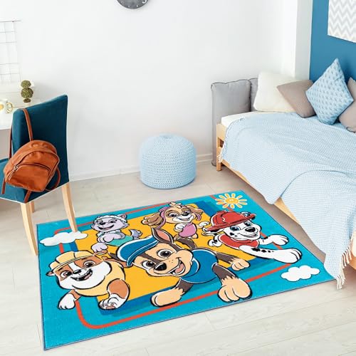 Image of Gertmenian Paw Patrol Indoor Area Rug - 3x5 Small, Non-Slip, Ideal for Children in Bedroom, Game Room, Classroom, Nursery or Play Area - Paw Patrol Team, Blue /Red, 28022