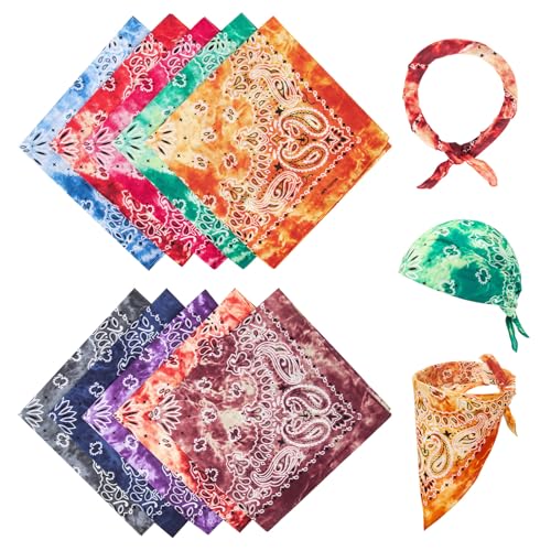 Chalier Cmfort Bandana Kopftuch Unisex,Baumwolle Halstuch für Damen Herren,Bandana kopftuch mit Mischfarben (55 x 55 cm) 10 Pack Armtuch,Haar,Pet Hals Vierecktuch