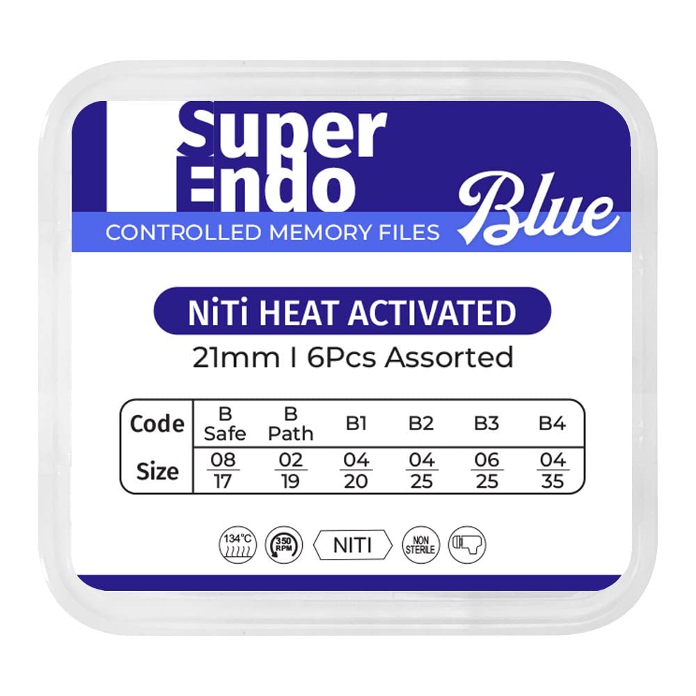 SuperEndo Blue Files 21mm Assorted (Pack of 6) | Ni-Ti Heat Activated | Flexible | Efficient | Smoother & Safer Canal Preparation (B09MF7QBRV) Amazon Price History, Amazon Price Tracker