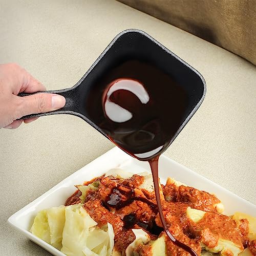 Image of Cast Iron Sauce Pot & Mop Brush Set-4Pcs Heads BBQ Basting Kit for Grilling | Cast iron pot+4-head mop brush set. Holds heat to keep sauces warm. Removable wood handle. For BBQ basting & butter melting.