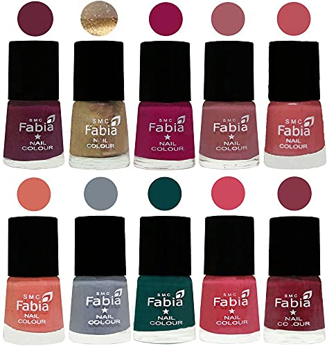 Image of ALL IN ONE (PACK OF 10), Long Lasting Glossy Nail Polish, 6 ml Each, All Vibrant Colours,01881