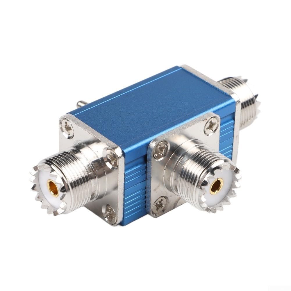 Interruptor coaxial manual, 1 entrada, 2 salidas, 0-50 MHz, 100 W, interruptor HF para radioaficionados CB - Aleación de aluminio para antena de aleación de aluminio con protección de tierra (SL-16)
