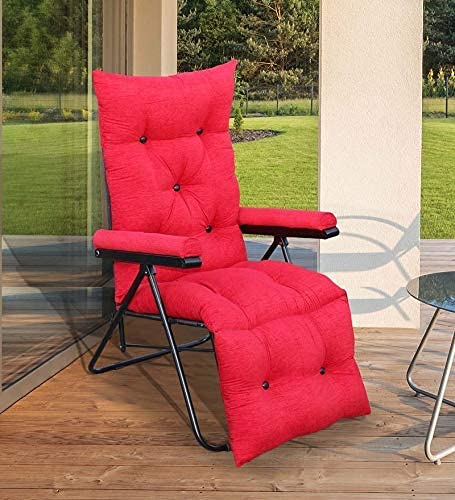 Spacecrafts Stainless Steel Recliner Folding Easy Chair | 5 Adjustable Postions | Cushioning | Portable & Space Saving Easy Chair For Home Relax Old Age | Red (B09QT53PC1) Amazon Price History, Amazon Price Tracker