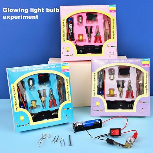 Image of VGRASSP Educational Electric Bulb Circuit Toy Set for Kids - DIY Science Experiment Kit with Light Bulb, Switch, Wires and More - Physics Learning Toy Kit - Multicolor