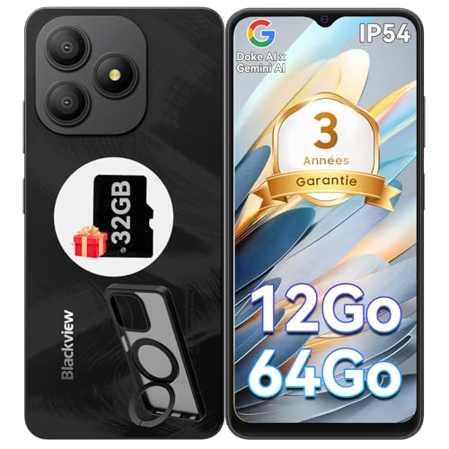 Blackview Wave 9C Telephone Portable Pas Cher avec Coque 360° Rotatif 12Go+64Go / 2To TF, 6,56