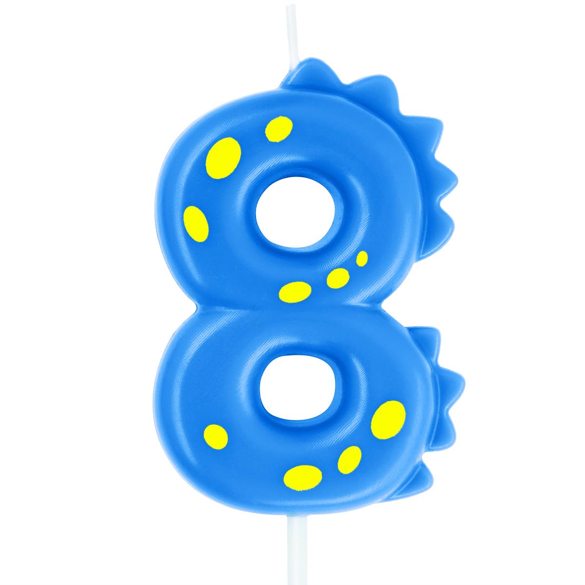 Eusbon Blue Number 8 Blue Birthday Candle 8, 7Cm Birthday Candle For Dinosaur Theme Party Cake Topper For Cake Decor