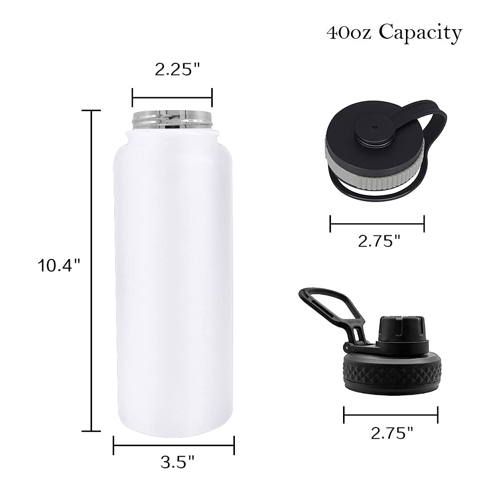 Cantimplora Aislada Doble Pared Botella Agua Acero Inoxidable Iron Flask - Aislada, Sin BPA, 3 Tapas Incluidas, Mantiene Frío 24h/Calor 12h Termo Stanley
