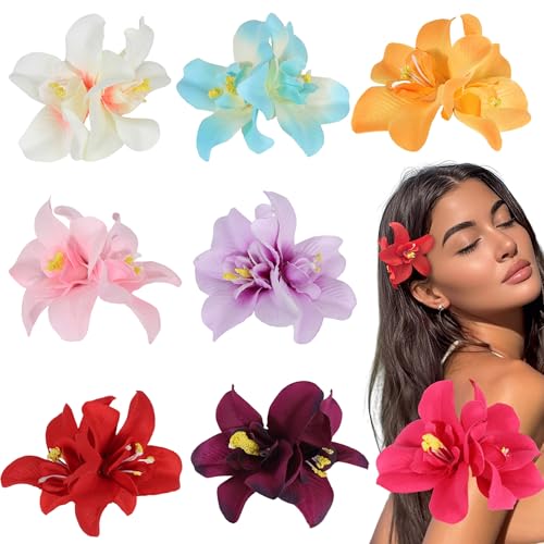 Pinzas para el pelo de flores hawaianas: pack de 8 accesorios de hibisco para mujer