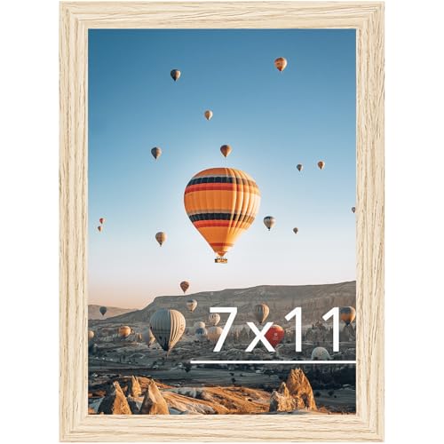 Image of JCJMY 7x11 Picture Frame Natural for Wall Hanging or Tabletop- Wall Mounting Horizontally or Vertically, 7 x 11 Wall Gallery Poster Photo Frame for 7 by 11 Photos, Natural