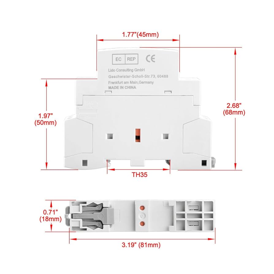 Household AC Contactor, HS1-20, Ie 20A, 4 Pole 2NO 2NC, 220V/240V Coil