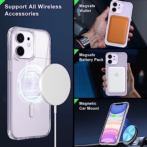 Image of MOCCA Strong Magnetic for iPhone 11 Case,[Compatible with Magsafe][Anti Yellowing][Glass Screen Protector+Camera Lens Protector]Slim Thin Shockproof Protective Cover Case for iPhone 11 6.1 inch,Clear