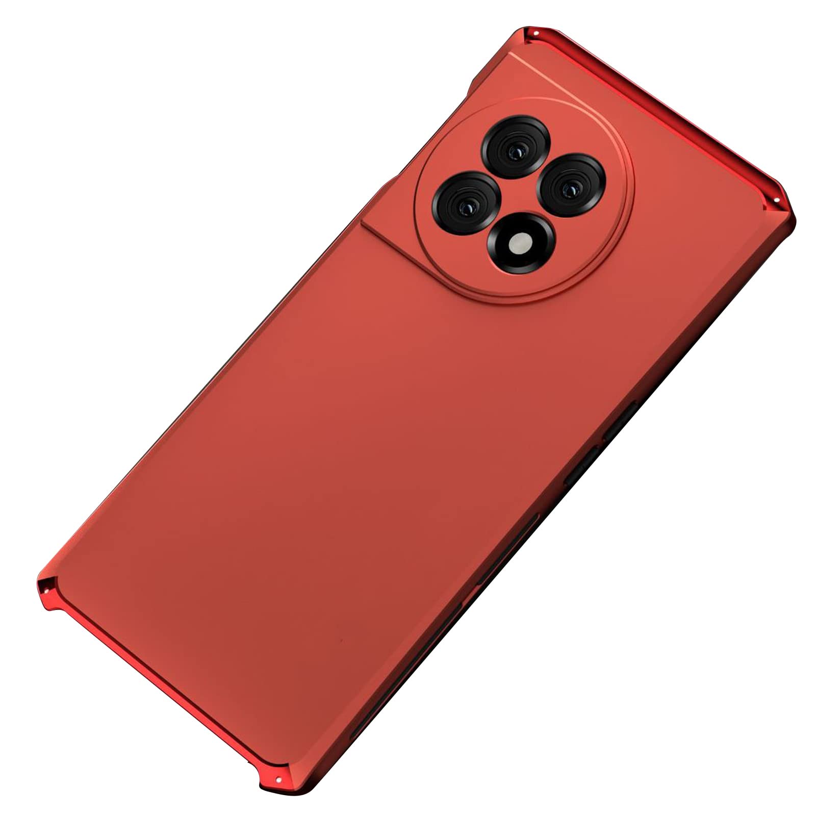 Coque pour Oneplus Ace 2, Antichoc Protection Housse avec Supporte La Charge sans Fil Et Protection De La Caméra Anti-Empreintes Alliage Aluminium Givré Coque,Red 3