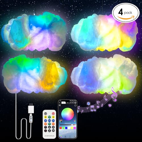 Image of Cloud LED Lights for Bedroom - Aesthetic Mood Light, Music Sync App Control Wall Light, 3D Ceiling Lamp Color Changing Strip Lights, Cool Stuff for Kids Room Decor, Cool lights for Room Decorations