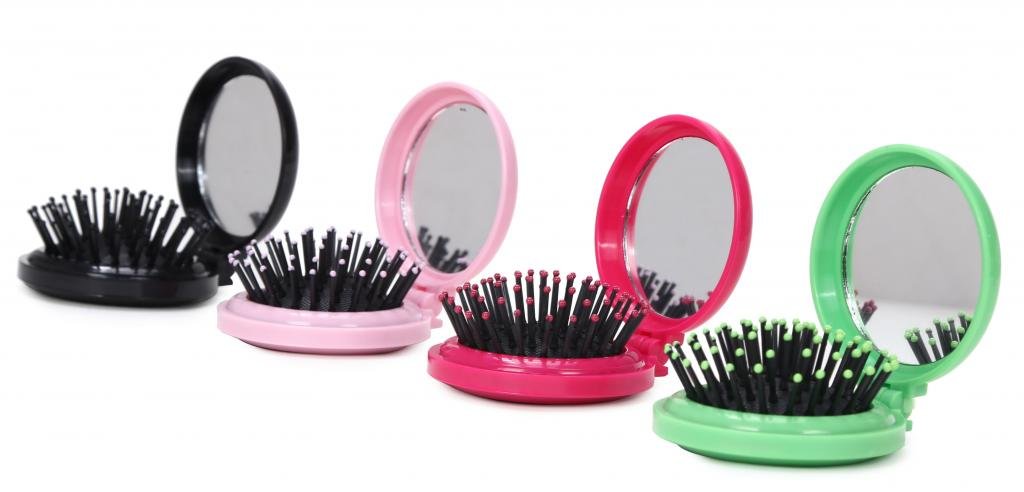 LOUISE MAELYS 1Pcs Folding Mini Pocket Hair Comb with Mirror Travel Set Gift Idea