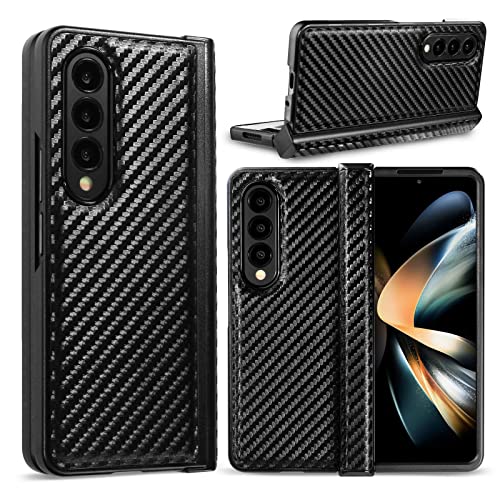 AKABEILA Case for Samsung Galaxy Z Fold 3 5G, Premium PU Leather Case Soft Slim Non-Slip Kevlar Texture Phone Case Folding Cover for Galaxy Z Fold3 5G 7.6" Black