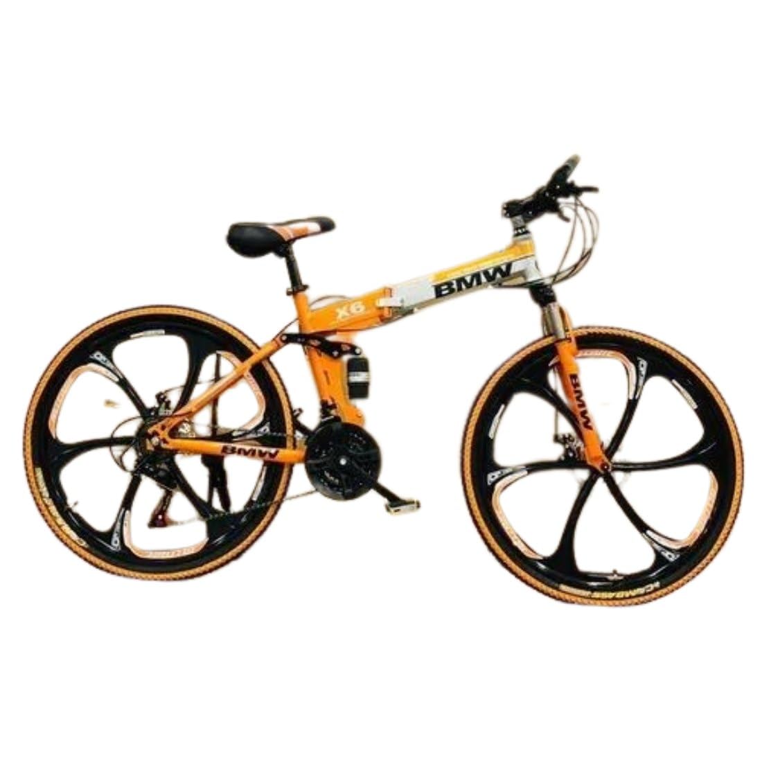 Haris Traders Carbon Steel Frame Foldable Cycle with Double Disc Break 26 Inches, Orange-picture-12