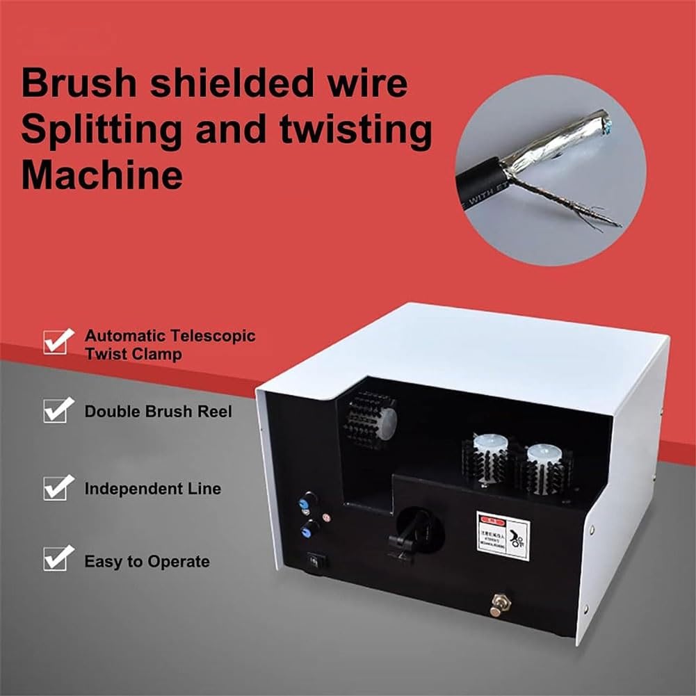 Máquina de torsión de alambre: herramienta automática de pelado, pelado y corte de cables con separación ajustable de 60 mm, cepillado trenzado de tres cepillos para una torsión eficiente
