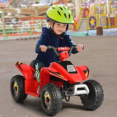 Image of HONEY JOY Ride On ATV, 6V Mini Off-Road Battery Powered Motorized Quad for Kids, Anti-Slip Wheels, RWD 4-Wheeler Electric Ride On Toy Car for Toddlers (Red)