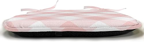 Miniatura 2 de Lunarable Cojín de asiento para silla de cuadros rosados, estampado de elementos geométricos con formas de diamante en tonos rosas suaves, acolchado
