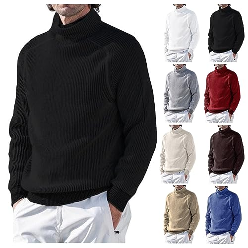 Men's Turtleneck Pullover Sweaters Slim Fit Basic Knitted Casual Long Sleeve Mock Neck Textured Sweater Jumper Tops2