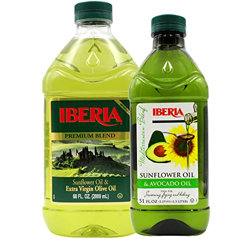Mezcla de aceites Iberia girasol y extra virgen, 2L + aceite de aguacate 51 oz