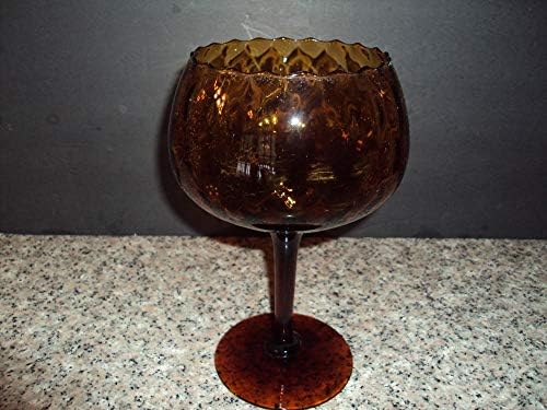 Stunning Empoli Mid Century Amber Diamond Optic Stemmed Sniffer