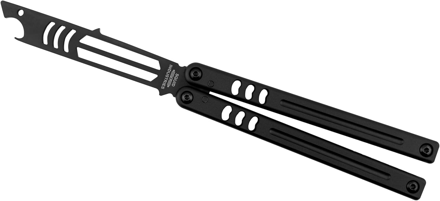 Squid Industries Inked Mako Bottle Opener V5, 6061 Integral Channel Aluminium Handle, Lightweight and Excellent Balance, Improved Tolerances, No Sharp Edge, Perfect For Practice (Black)