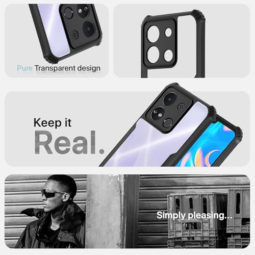 Image of Pikkme itel A04 Back Cover | Crystal Clear Transparent Back | Ultra Hyrbid | Full Camera Protection | Raised Edge | Bumper Back Case (Black)