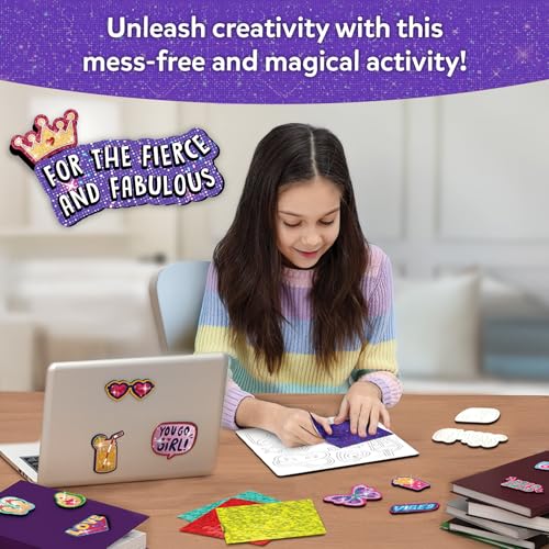Skillmatics Foil Fun - Girl Power, DIY Foil Art Craft Kit, Mother’s Day Gift, Mess-Free Activity, 20+ Magnets & 60+ Stickers, Travel, Screen-Free Fun, Party Favor for Kids, Tweens, Teens (Ages 7-13)