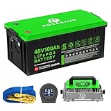 Mosasaur 48V 100Ah LiFePO4 Golf Cart Battery, 10.24kW Peak Power & 4000+ Cycles, Built-in 200A BMS | with 48V 20A Lithium Battery Charger, LCD Screen & APP Monitoring | for Golf Carts, RV, Marine