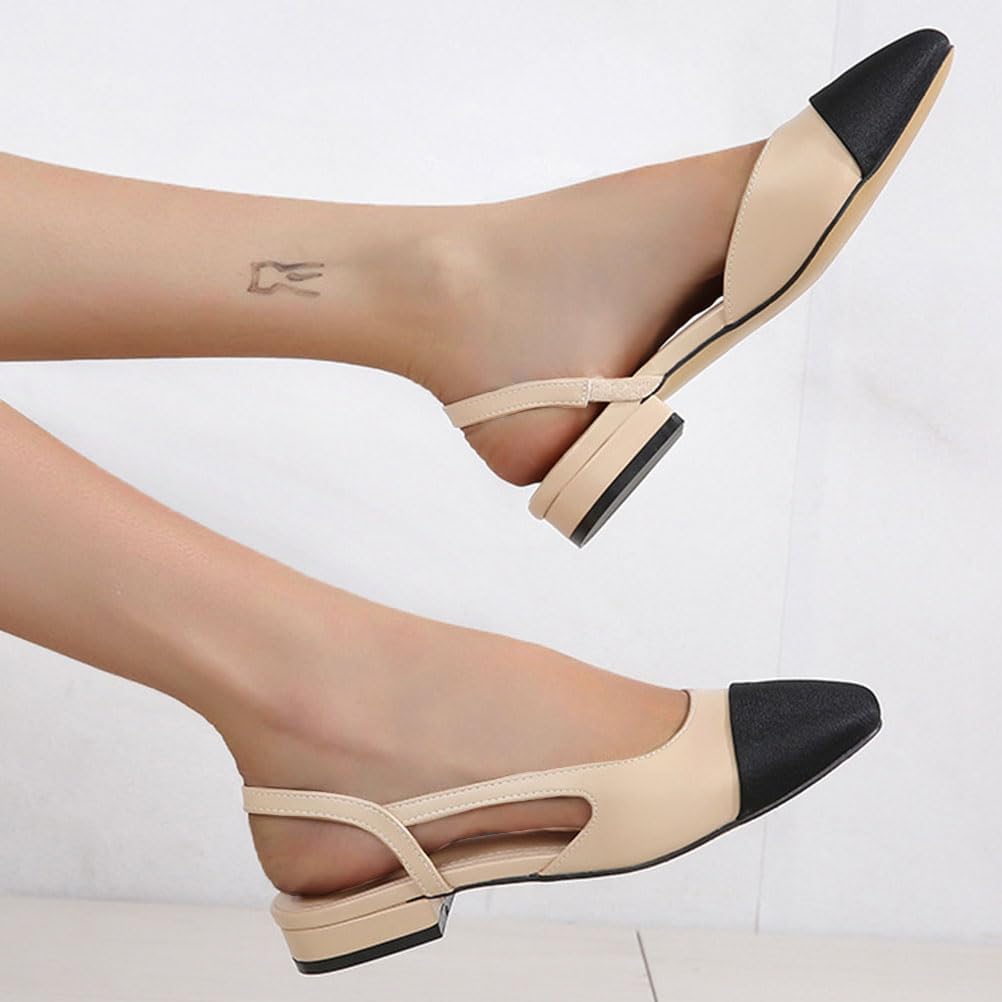 Wilbb Femmes Élégant Bloc Slingback Talon Souple Cuir Femme Sandales Habillées Escarpins,1.5cm,41 EU