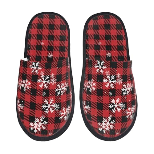 Red Buffalo Plaid Print Women Slippers Home Furry Shoes Keep Men Couples Shoes Warm For Women-