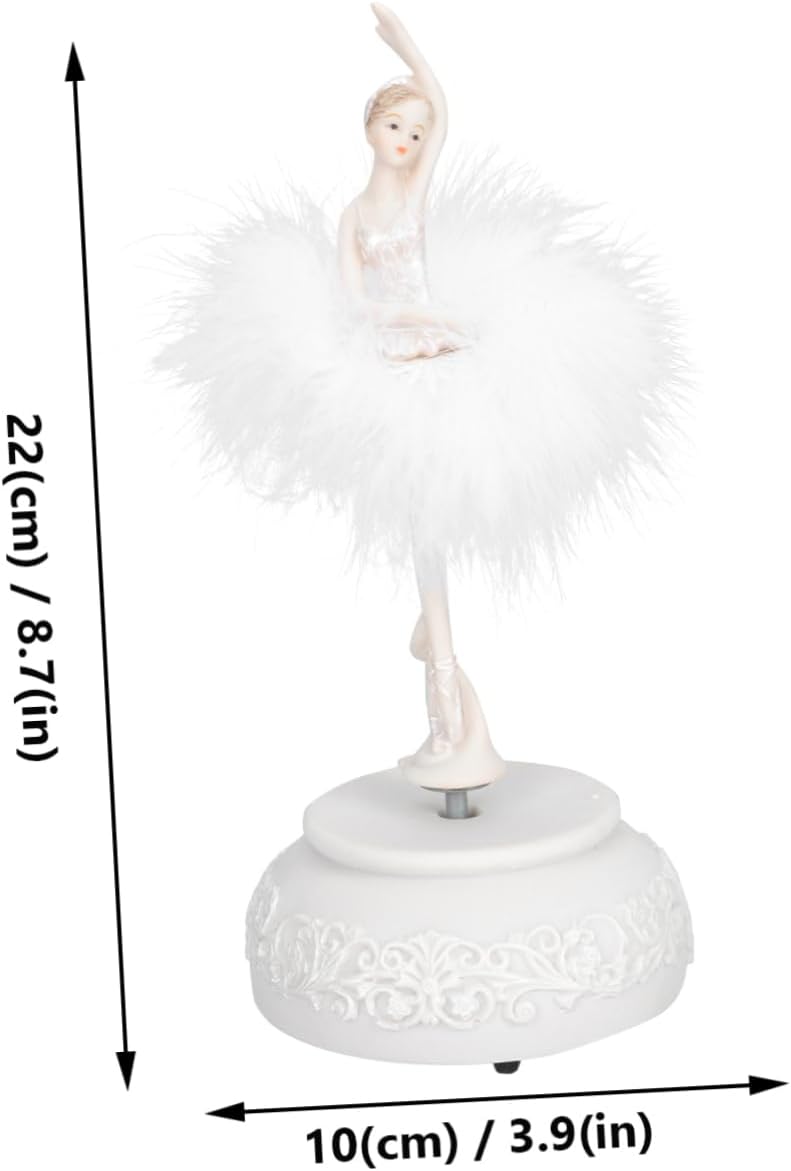 Unomor Ballet Girl Rotating Musical Box Elegant Resin Adornment for Valentine's Day Plays Melody Decoration for Women and Girls Birthdays Anniversaries and Special Occasions White