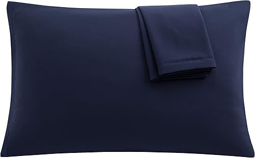 uxcell Paquete de 2 fundas de almohada de microfibra suave serie 1800 con cremallera de viaje (14 x 20 pulgadas), color azul marino