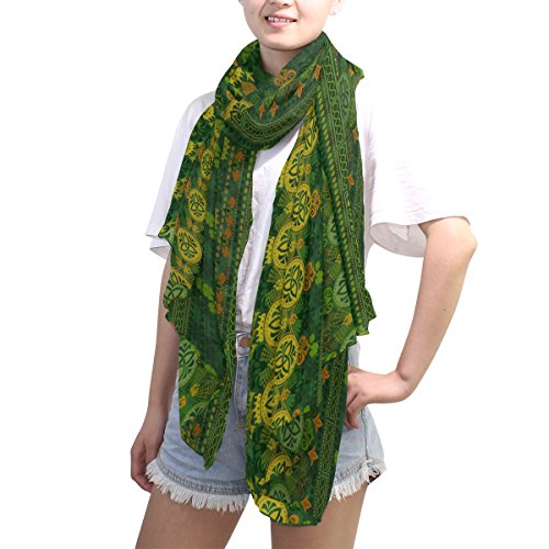 ALAZA Ethnic Green St Patrick Day Shamrocks Sheer Scarves Shawl Wrap Women Infinity Oblong Chiffon Scarf for Outdoor4