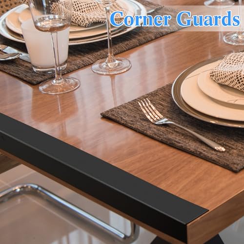 Image of Sasylvia 10 Pcs Wall Corner Protector Guards, 1 x 1 /2 x 36 Inches Avoid Scratching Scuffs, Black Vinyl Corner Trim Molding, Ease Install & Cleaning for Door Countertop Furniture Cabinet Protection