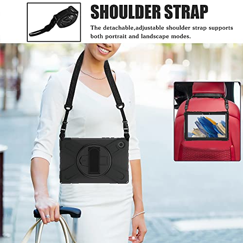 Zenrich Samsung Galaxy Tab A8 Case 10.5" 2022, Zenrich Galaxy A8 Shockproof Rugged Case With S Pen Holder Stand Hand Strap And Shoulder Belt For Galaxy Sm-X200/X205/X207,Black #TOP3