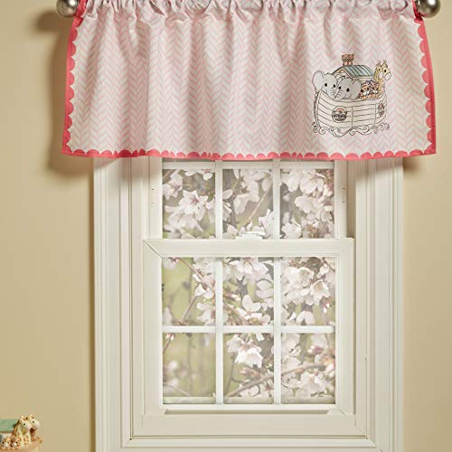 Everyday Kids Precious Moments Noah’s Ark Window Valance For Toddler And Baby Girls Animal Image Of Giraffes, Tigers And Elephants On The Ark With Pink Border - 60X15” Window Décor For Children #TOP4