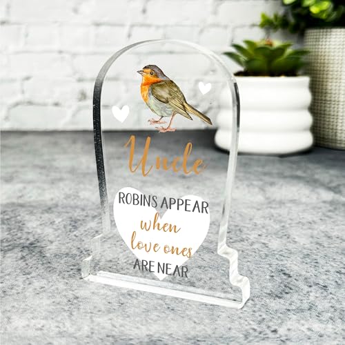 Uncle Robin Heart Gravestone Plaque Sympathy Gift Keepsake Memorial Gift - Small Gifts For Him For Her, Present, Acrylic Plaque, Unqiue Gift, Ornament, Décor, Plaque, trinket, Keepsake Gift