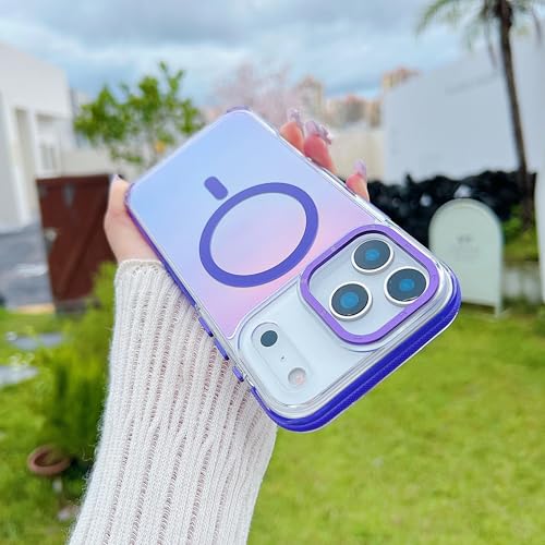 Coque iPhone 14 antichoc magnétique fini laser violet translucide